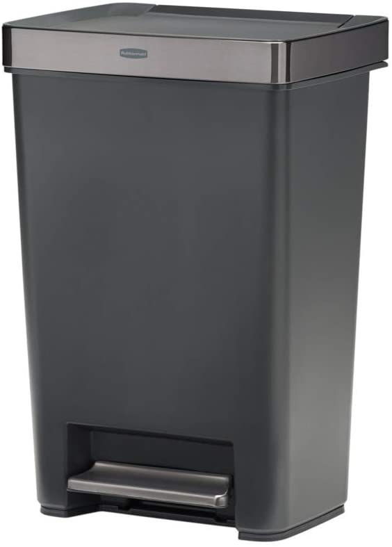 Photo 1 of *step on piece broken* 
Rubbermaid Premier Series III Step-On Trash Can for Home and Kitchen, with Stainless Steel Rim, 13 Gallon, Charcoal
