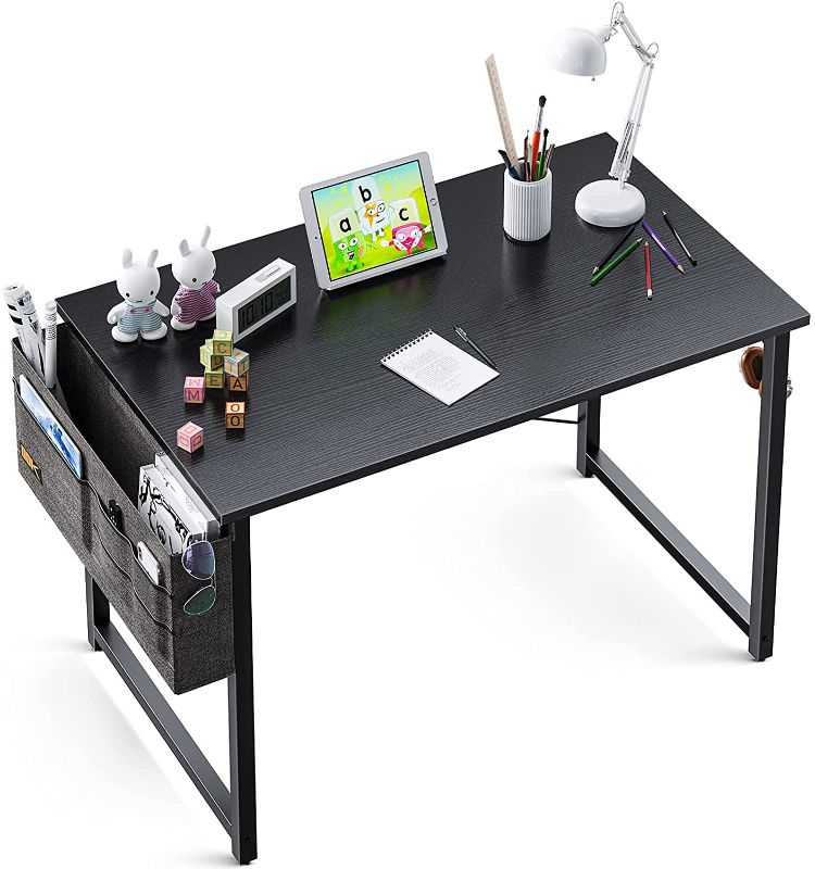 Photo 1 of ODK Computer Writing Desk 39 inch, Sturdy Home Office Table, Work Desk with A Storage Bag and Headphone Hook, Deep Black