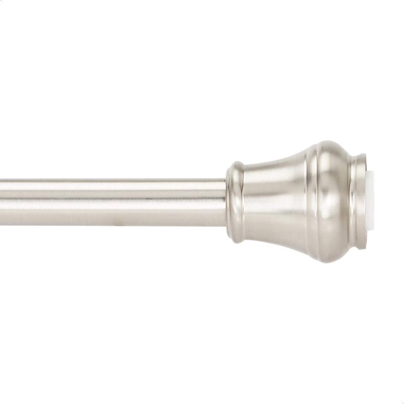 Photo 1 of Amazon Basics Tension Curtain Rod, Adjustable 36-62" Width - Nickel, Rings Finial
