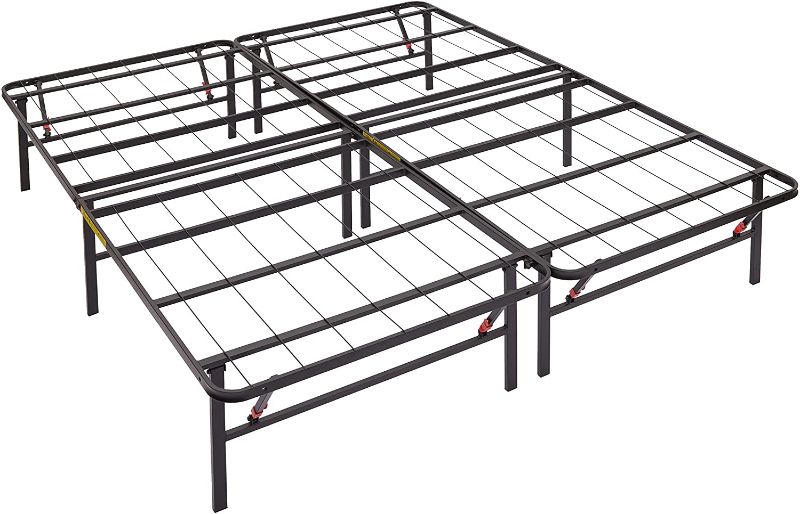 Photo 1 of Amazon Basics Foldable, 14" Black Metal Platform Bed Frame with Tool-Free Assembly, No Box Spring Needed - KING
