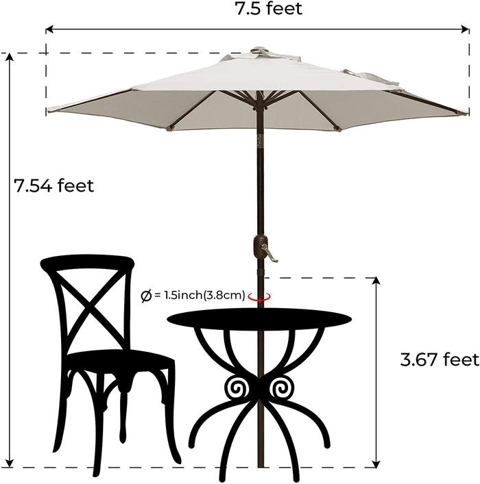 Photo 1 of 7.5ft Market Outdoor Patio Umbrella with Push Bottom Tilt and Crank for Backyard, Beige 