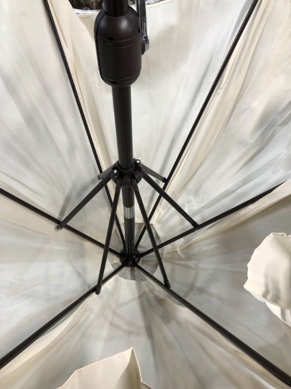 Photo 3 of 7.5ft Market Outdoor Patio Umbrella with Push Bottom Tilt and Crank for Backyard, Beige 