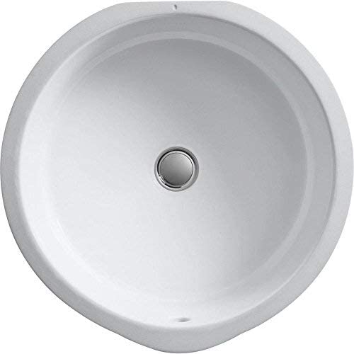 Photo 1 of *drain piece NOT included* 
KOHLER K-2883-0 Verticyl Round Undercounter Bathroom Sink, White, Exterior dimensions: 15-3/4-Inch diameter

