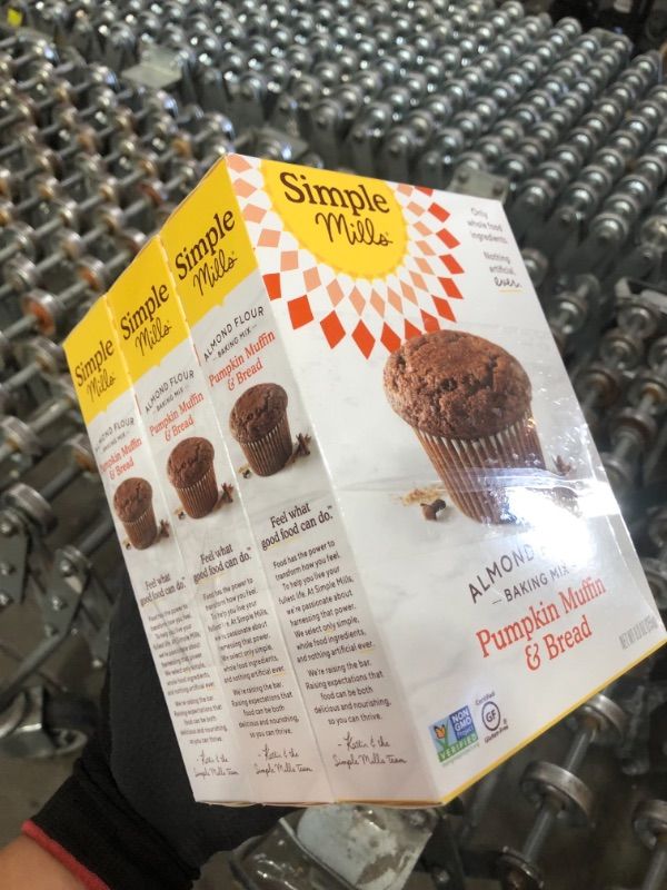 Photo 1 of *EXPIRES Nov 20 2021* 
Simple Mills Almond Flour Baking Mix, Gluten Free Pumpkin Bread Mix, Muffin pan ready, Made with whole foods, 3 Count (Packaging May Vary)
