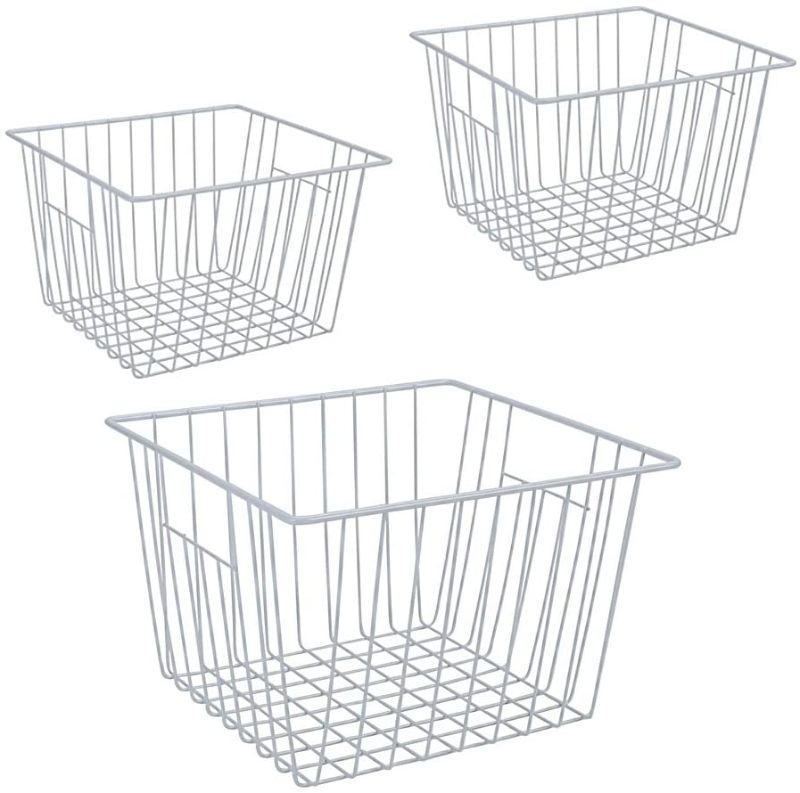 Photo 1 of *MISSING a basket*
Deep Refrigerator Freezer Organizer Baskets, Metal Wire Baskets for Upright Freezer, Household Bin Basket with Handles for Kitchen Freezer, Cabinets, Pantry, Closets, Set of 3
