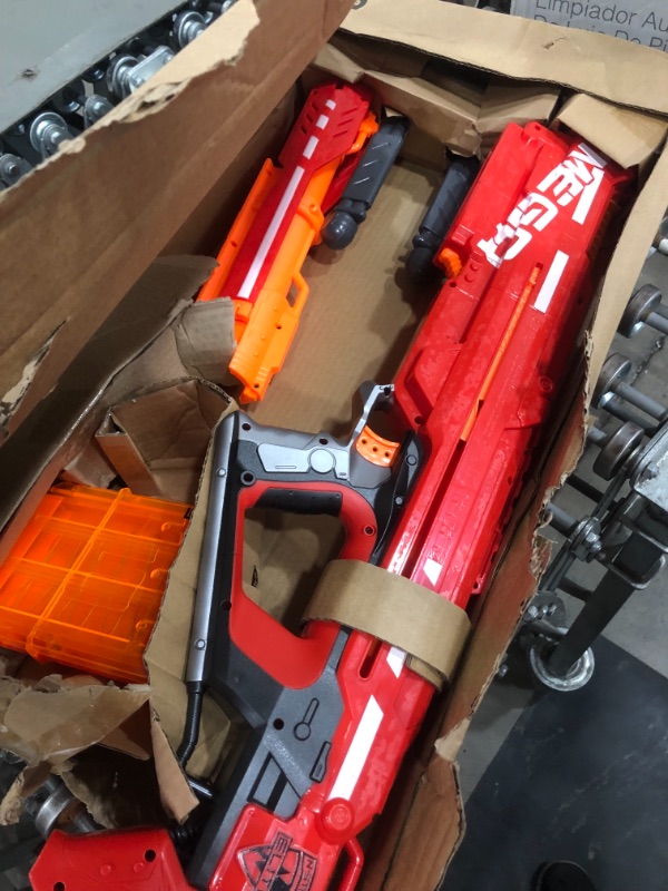 Photo 1 of Nerf A3700 Centurion Mega Toy Blaster with Folding Bipod, 6-Dart Clip, 6 Official Mega Darts, & Bolt Action for Kids, Teens, & Adults, Gray
