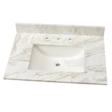 Photo 1 of 31 in. W x 22 in. D Marble Single Sink Vanity Top in Arabescato Venato with White Sink