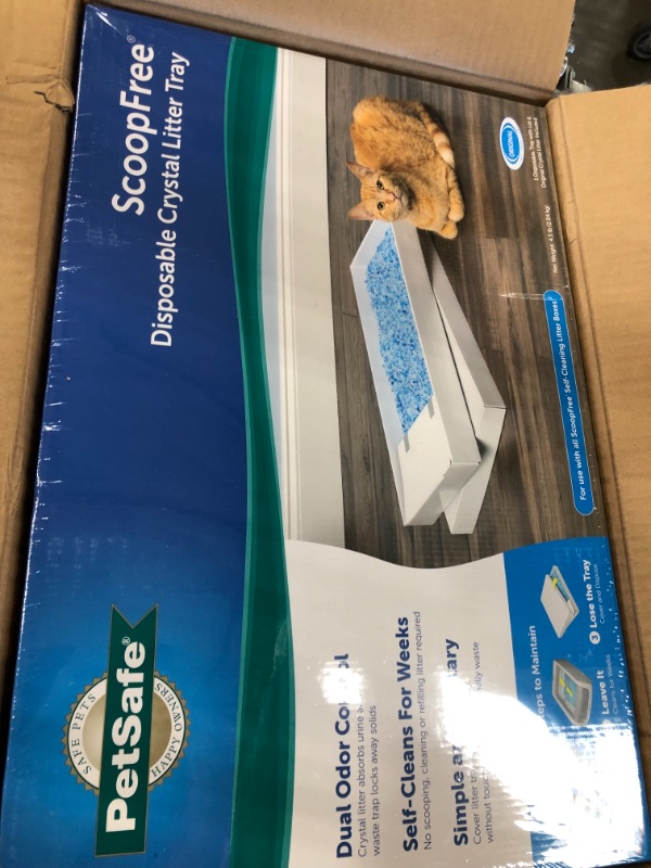 Photo 2 of PetSafe ScoopFree Self-Cleaning Cat Litter Box Tray Refills with Premium Blue Non-Clumping Crystals, 6-Pack