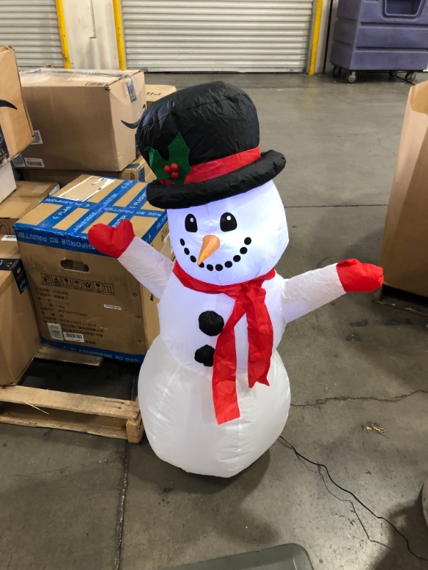 Photo 2 of 3.5 ft Pre-Lit LED Airblown Snowman Christmas Inflatable
