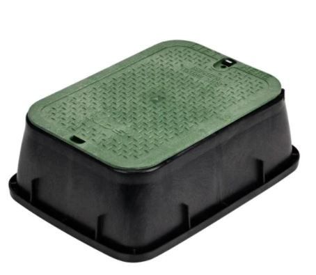 Photo 1 of 14 in. X 19 in. Rectangular Valve Box Extension and Cover, Black Extension, Green ICV Cover
