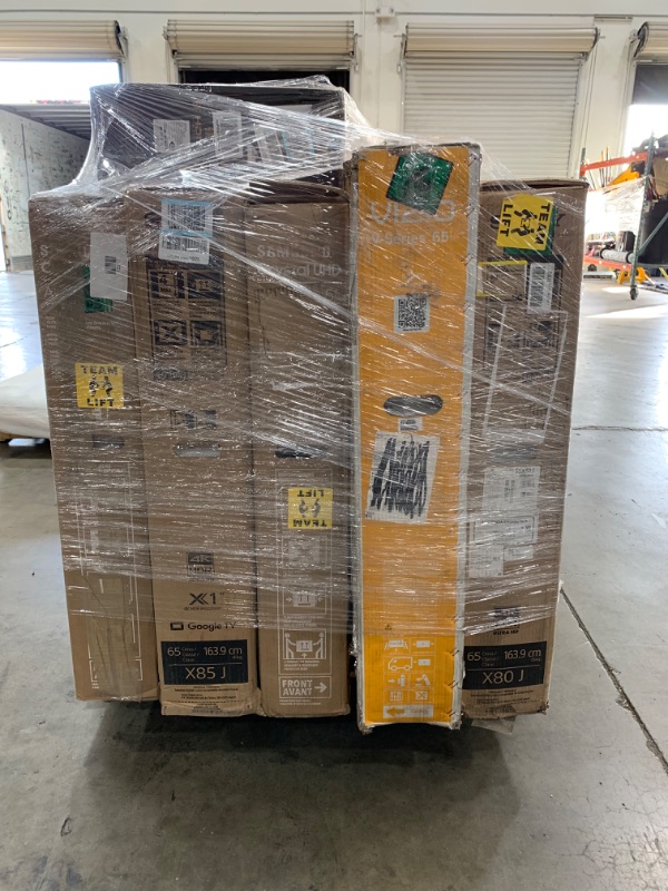 Photo 1 of  Pallet Of Used, Damaged, Parts Only TVs and Monitors,  Assorted Types Non Refundable