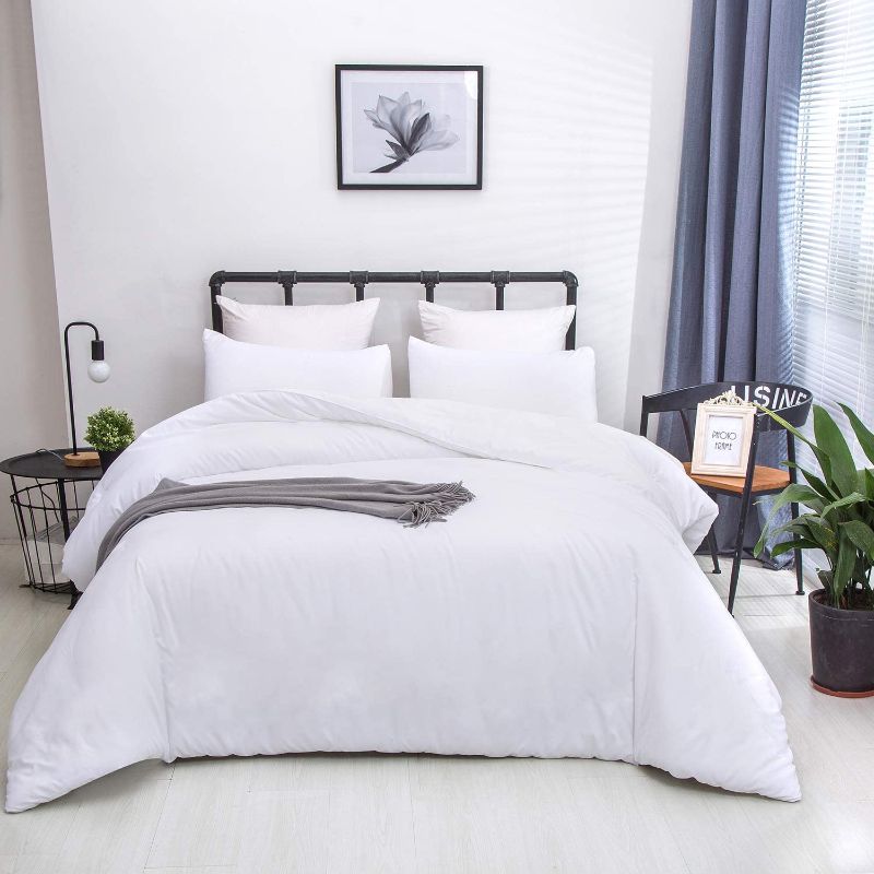 Photo 1 of CLOTHKNOW White Comforter Set King Plain White Comforter Men Women Bedding Comforter King Adults Pure White Bedding Comforter Solid Color Comforter 3Pcs White Comforter Sets Super Soft (MISSING PILLOW CASES)
