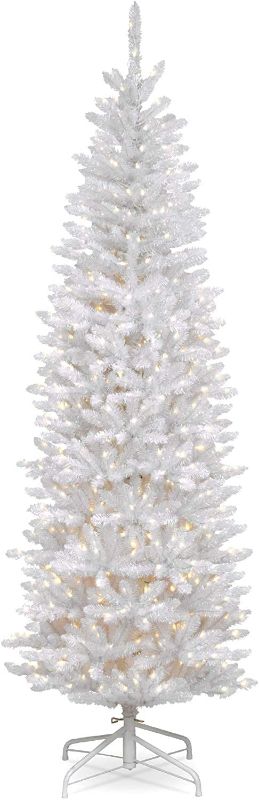 Photo 1 of 
National Tree Company Artificial Pre-Lit Slim Christmas Tree, White, Kingswood Fir, White Lights, Includes Stand, 7 Feet
