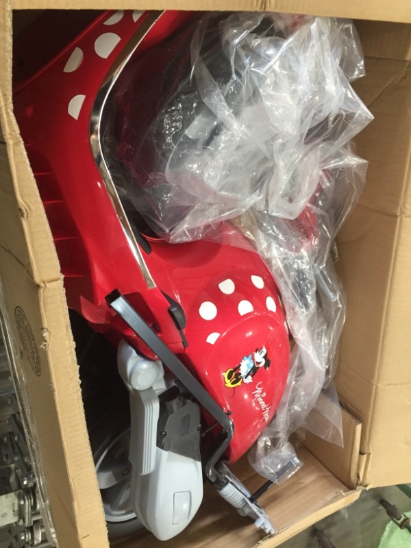 Photo 1 of Kid Trax Toddler Minnie Mouse Vespa Scooter Electric Ride On Toy, 3-5 Years Old, 6 Volt, Max Weight 60 lbs, Red (KT1583AZ)
