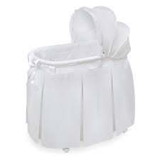 Photo 1 of Badger Basket Wishes Oval Bassinet, Full Length Skirt, White Bedding