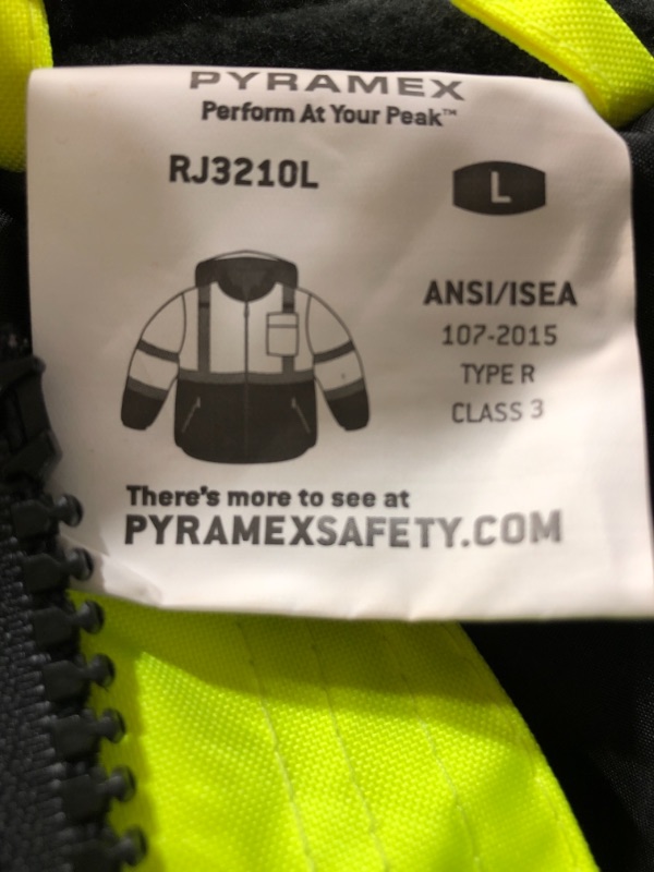 Photo 3 of PYRAMEX RJ3210L RJ32 Series Jackets Hi-Vis Lime Bomber Jacket with Quilted Lining - Size Large
