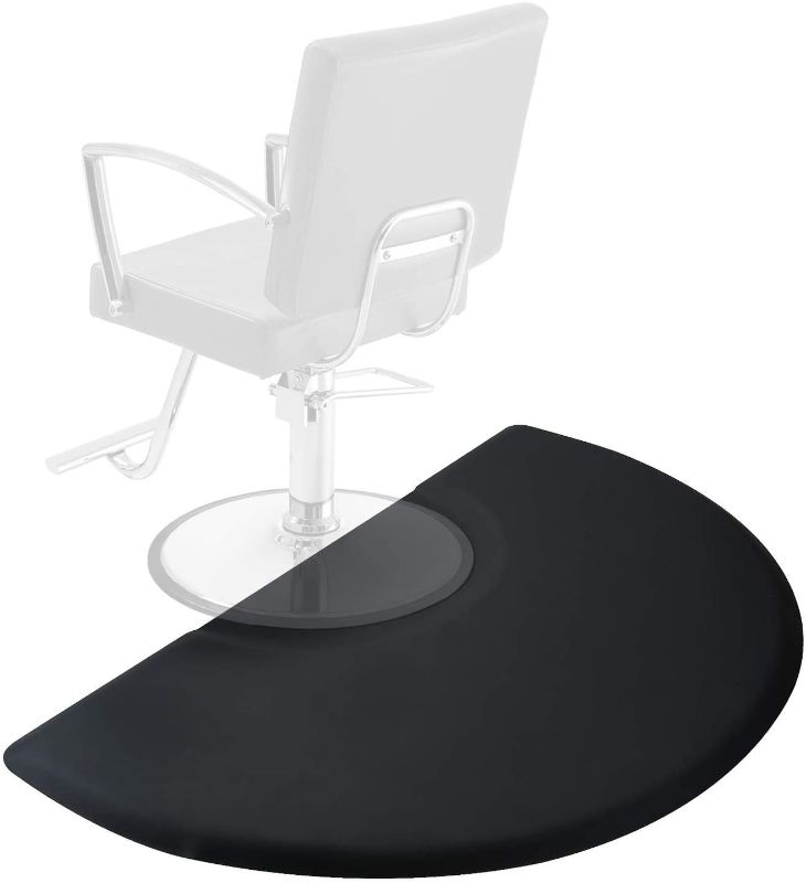 Photo 1 of  3 ft. x 5 ft. Salon & Barber Shop Chair Anti-Fatigue Floor Mat - Black Semi Circle
