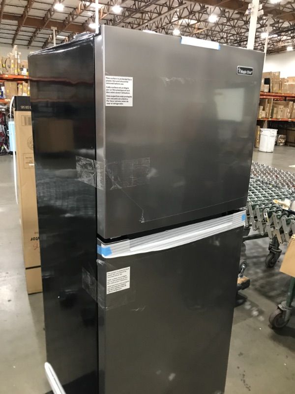 Photo 2 of 10point1 cu. ft. Top Freezer Refrigerator in Platinum Steel
