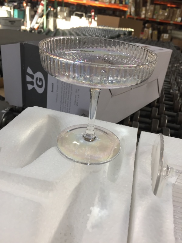 Photo 1 of Omita Iridescent Summit Coupe Glass Set of 4 Vintage Stem Design for Manhattan Cocktail Champagne Prohibition Aperitif Wine Rainbow Unicorn Shimmering Little Cute Glassware
