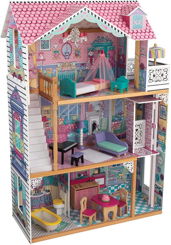 Photo 1 of KidKraft Annabelle Large Wooden Play Dollhouse w/ 17 Furniture Accessories, Pink