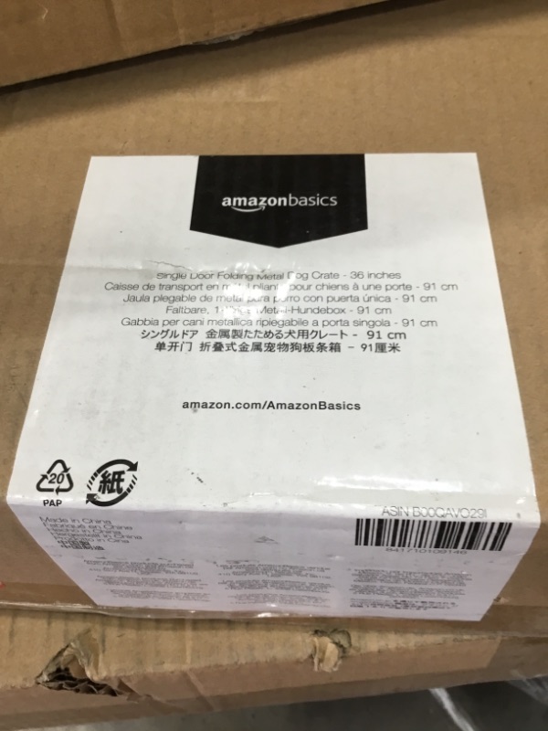 Photo 1 of AmazonBasics Single Door Folding Metal Cage Crate For Dog or Puppy - 36 x 23 x 25 Inches