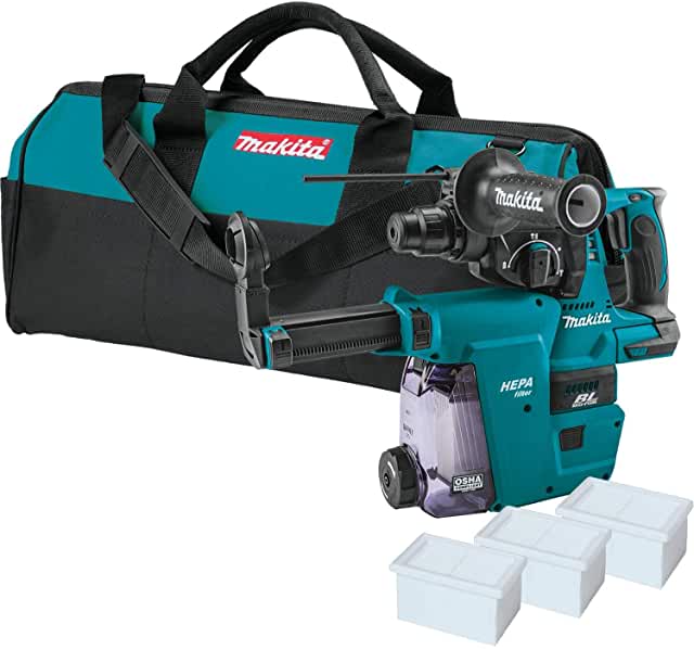 Photo 1 of Makita XRH01ZWX 18V LXT Lithium-Ion Brushless Cordless 1" Rotary Hammer, accepts SDS-PLUS bits, w/HEPA Dust Extractor Attachment, Tool Only