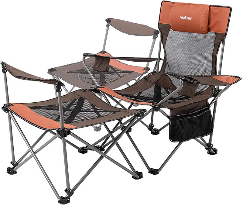 Photo 1 of Apollo Walker Camping Folding Portable Chair Reclining Beach Chairs Outdoor Lounger with Removabel Footrest 2 in 1,for Fishing,Picnics
