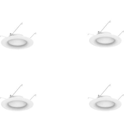 Photo 1 of 6 in. White Integrated LED Recessed Trim (4-Pack) BRIGHT WHITE 
