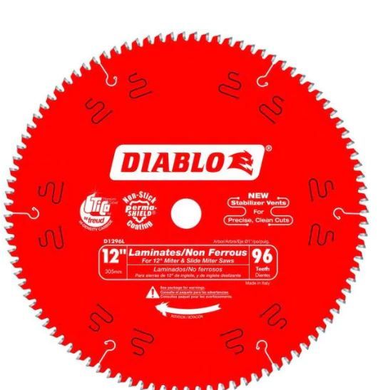 Photo 1 of 12 in. x 96-Tooth Laminate/Aluminum/Plastics Circular Saw Blade
