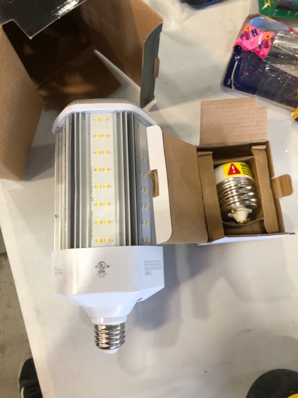 Photo 2 of 400-Watt Equivalent Corn Cob E26 Base with E39 Mogul Adapter High Lumen Daylight (5000K) HID Utility LED Light Bulb
