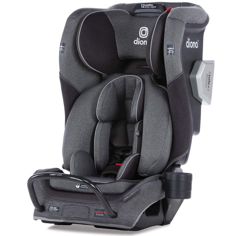 Photo 1 of Diono Radian 3QXT 4-in-1 Rear and Forward Facing Convertible Car Seat, Safe Plus Engineering, 4 Stage Infant Protection, 10 Years 1 Car Seat, Slim Fit 3 Across, Gray Slate
