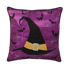 Photo 1 of 18 in. Eek Spooky Hat Decorative Halloween Square Pillow
3-PACK