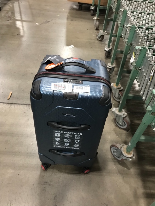 Photo 5 of "Traveler's Choice Maxporter II Anti-Theft Polycarbonate 31"" Large Checked Hardside Trunk Spinner Luggage Suitcase in Silver or Navy"
