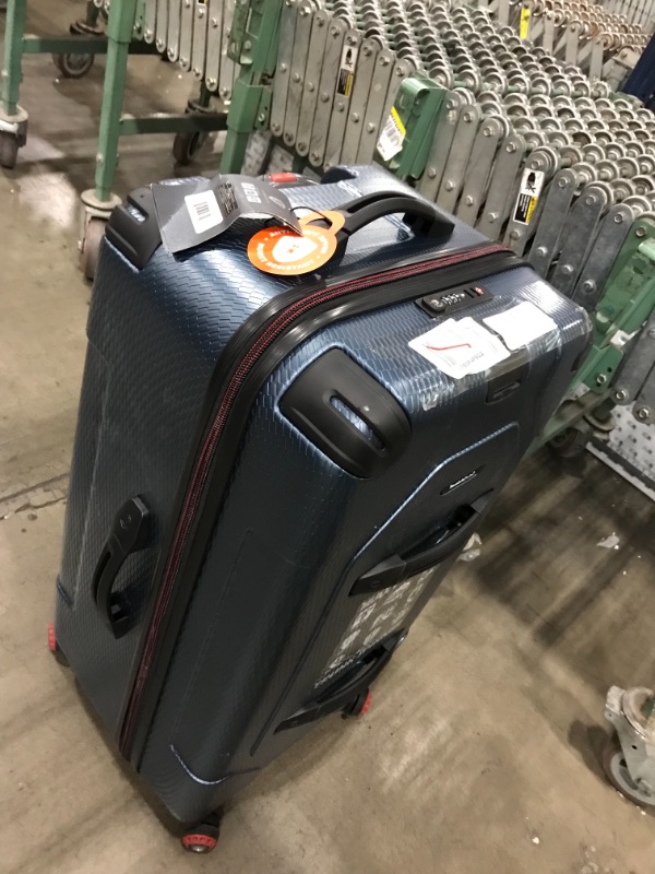 Photo 3 of **zipper damaged ** "Traveler's Choice Maxporter II Anti-Theft Polycarbonate 31"" Large Checked Hardside Trunk Spinner Luggage Suitcase in Silver or Navy"
