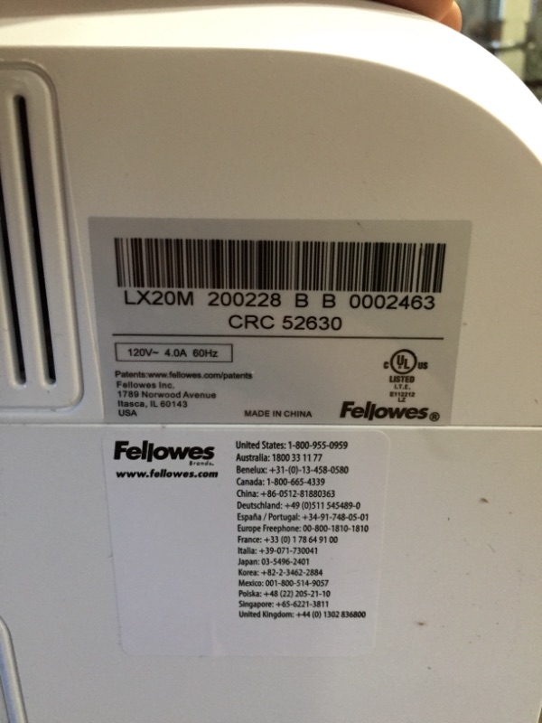 Photo 3 of Fellowes LX20M Powershred Micro Cut 12 Sheet Paper Shredder (White) (5263001)
