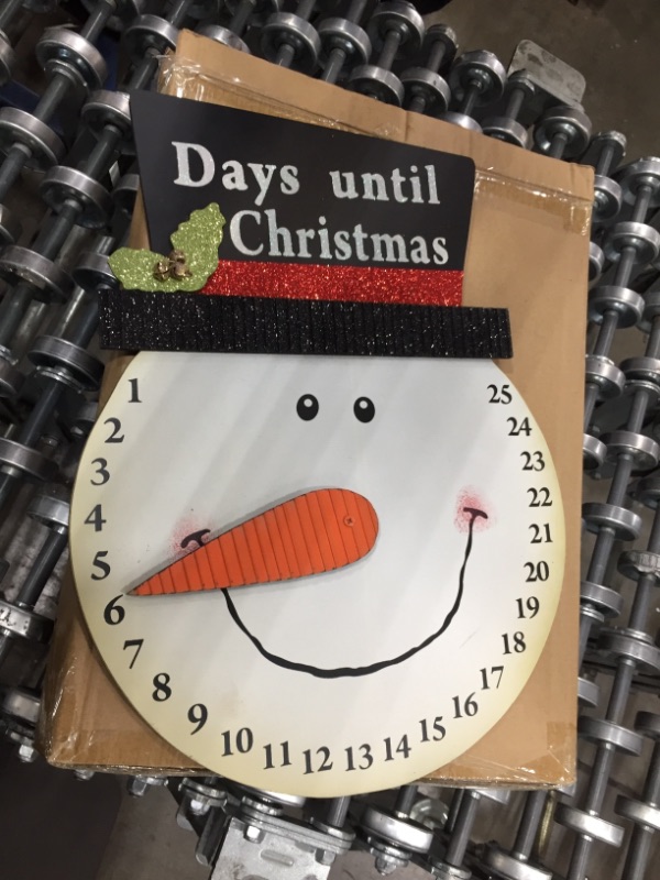 Photo 2 of 16.5" White and Black Snowman "Days Until Christmas" Hanging Sign
