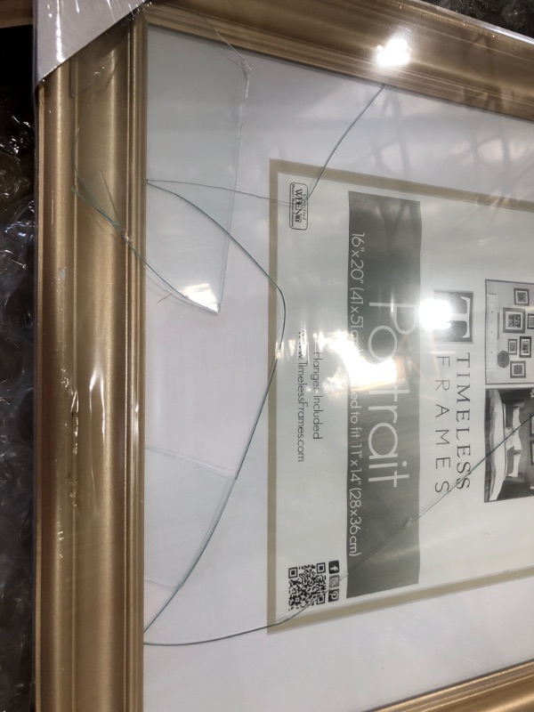 Photo 3 of (BROKEN GLASS CONTAINED WITHIN FACTORY PACKAGING; DAMAGED FRAME) 
Timeless Frames 16x20 Inch Fits 11x14 Inch Photo Lauren Portrait Wall Frame, Gold
