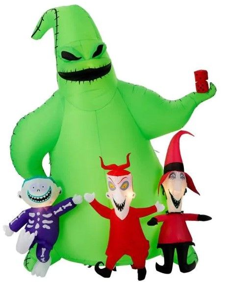 Photo 1 of 9 ft. Oogie Boogie with Lock Shock and Barrel Scene Airblown Disney Halloween Inflatable
