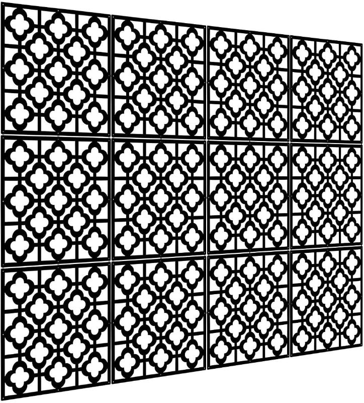 Photo 1 of Kernorv Hanging Room Divider Decorative Screen Panels Made of PVC Room Divider Panels for Living Room Bedroom Office Restaurant (Black, 12 PCS)

