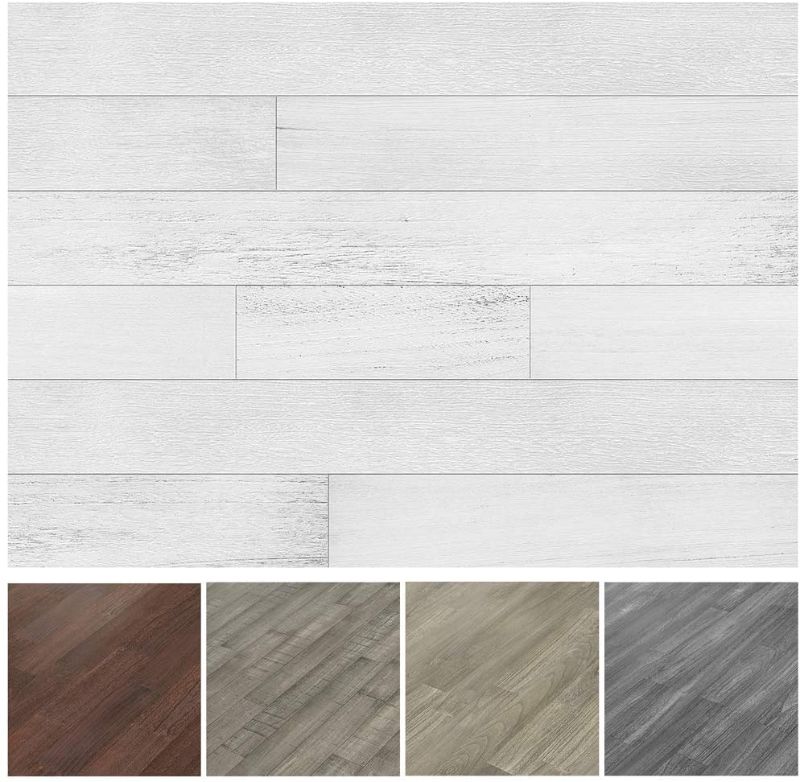 Photo 1 of Art3d Peel and Stick Reclaimed Barn Wood Planks for Wall, White-Washed (16 Sq Ft)
