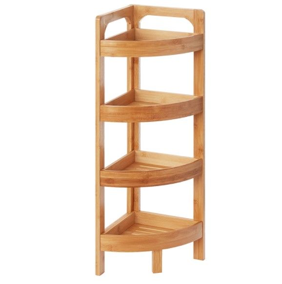 Photo 1 of 31.5" 4 Tier Bamboo Corner Storage Shelf By Trademark Innovations
