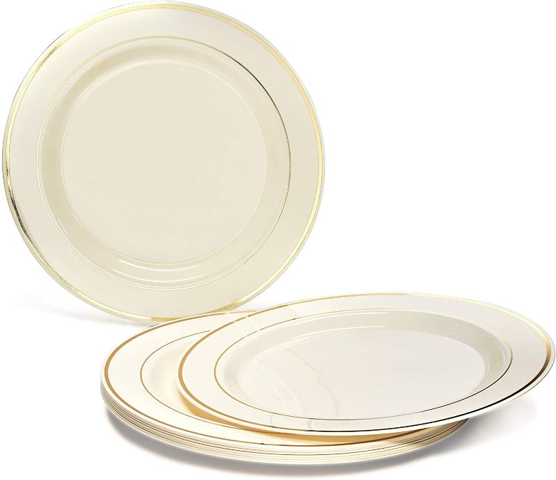 Photo 1 of " OCCASIONS" 120 Plates Pack, Heavyweight Premium Wedding Party Disposable Plastic Plates Set