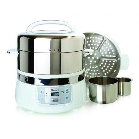 Photo 1 of 16.9 Qt. White Food Steamer and Rice Cooker with Built-In Timer