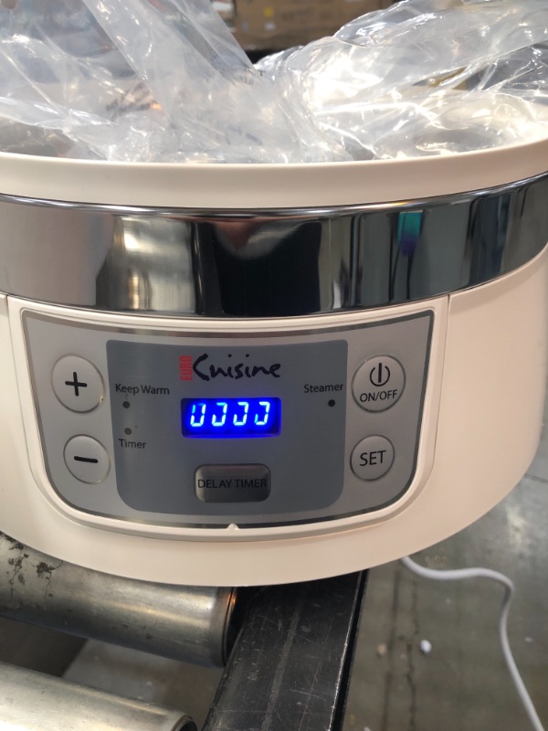 Photo 3 of 16.9 Qt. White Food Steamer and Rice Cooker with Built-In Timer