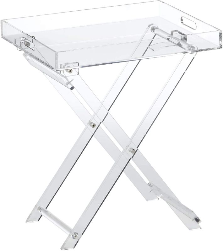 Photo 1 of Acrylic Folding Tray Table – Modern Chic Accent Desk - Kitchen and Bar Serving Table - Elegant Clear Design - by Designstyles
