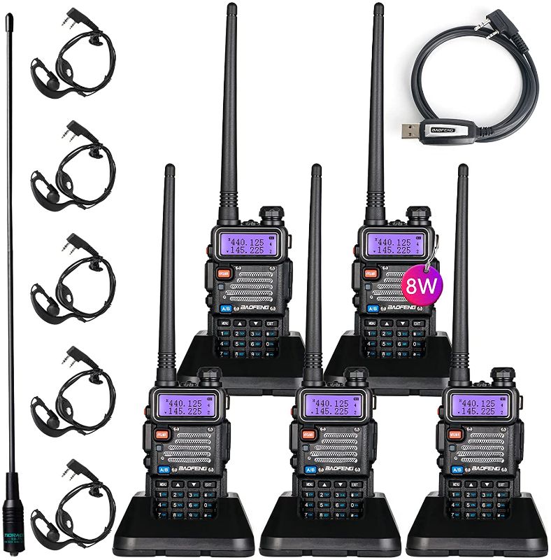 Photo 1 of BaoFeng Radio High Power Upgraded BaoFeng UV-5R 144-148Mhz/420-450Mhz Ham Radio Handheld Two Way Radio with TIDRADIO-771 Antenna BaoFeng Walkie Talkie (5 Pack)
