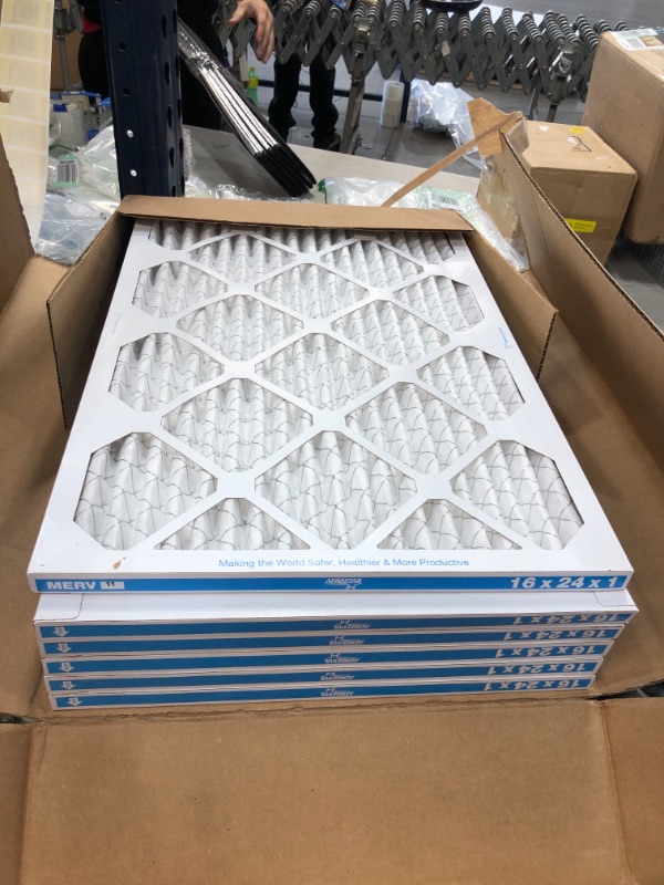 Photo 1 of Aerostar 16x24x1 MERV 11 Pleated Air Filter, AC Furnace Air Filter, 6 Pack
