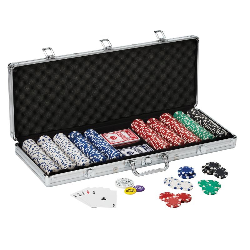 Photo 1 of 11.5 Gram Texas Hold 'em Claytec Poker Chip Set with Aluminum Case, 500 Striped Dice Chips
