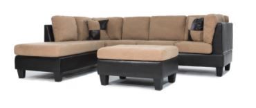 Photo 1 of ***BOX 1and 2 of 4*** 3 Piece Modern Soft Reversible Microfiber and Faux Leather Sectional Sofa with Ottoman
