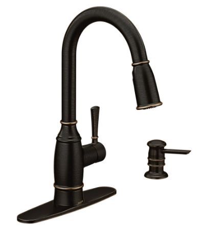 Photo 1 of *USED*
*MISSING base/ counter piece and soap dispenser*
MOEN Noell Single-Handle Pull-Down Sprayer Kitchen Faucet with Reflex, Soap Dispenser and Power Clean in Mediterranean Bronze